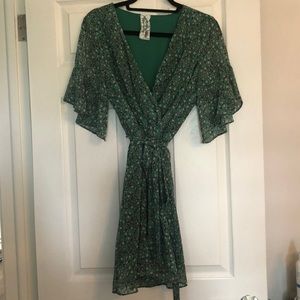 Green wrap dress
